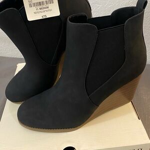 a.n.a Black Wedge Ankle Boots